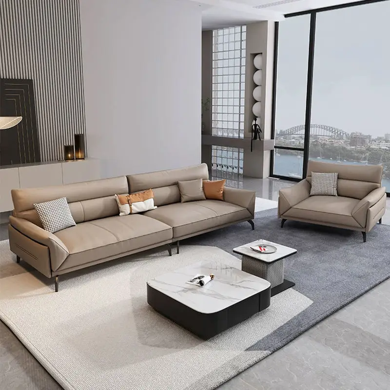 Small-sized PU Leather Modern Sectional Three-person Side-by-side High-Density Sponge Eco-Friendly Durable Sofa Set Livi — view 5