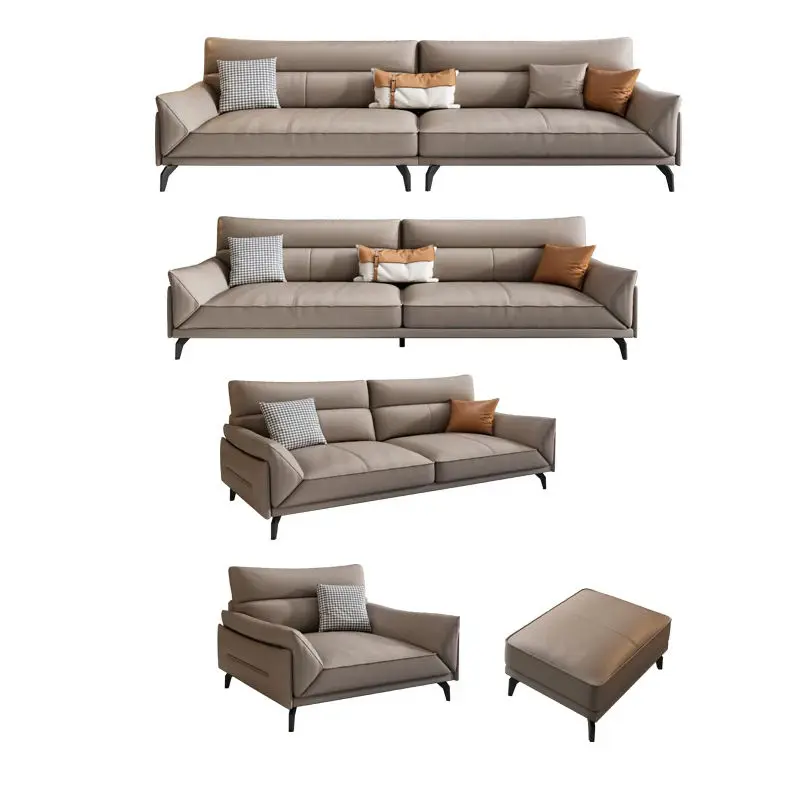 Small-sized PU Leather Modern Sectional Three-person Side-by-side High-Density Sponge Eco-Friendly Durable Sofa Set Livi — view 6