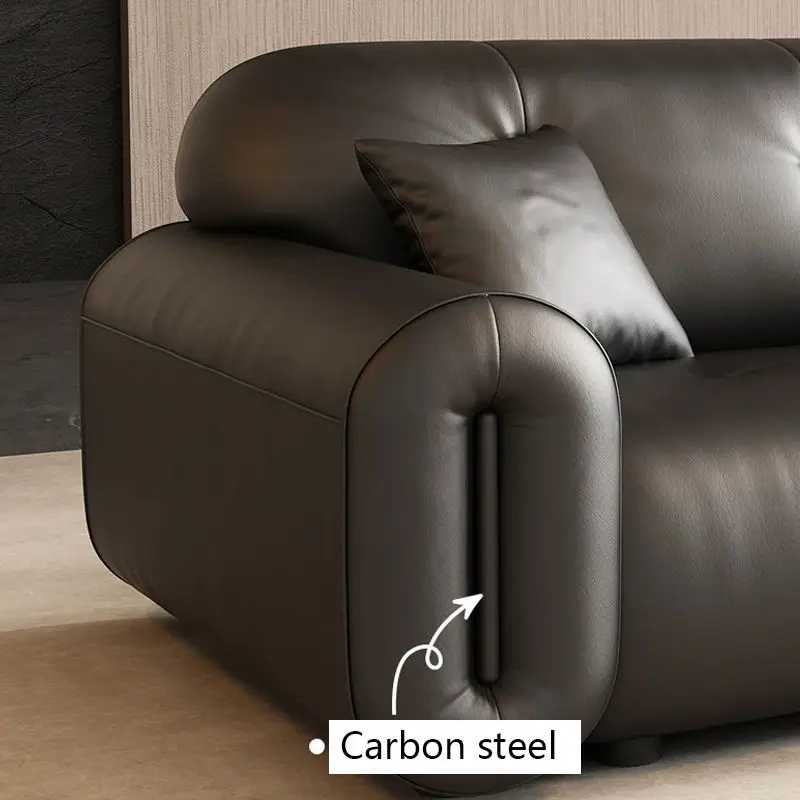 Black Sugar Cloud PU Leather Modern French Style Sectional Office Sofa Set Durable Eco-Friendly High-Density Sponge — image 5