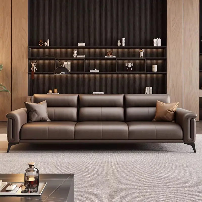 Modern PU Leather Square Sectional Sofa Set Adjustable Features Convenient Pocket Straight-line Layout for Living Room Sponge — image 3