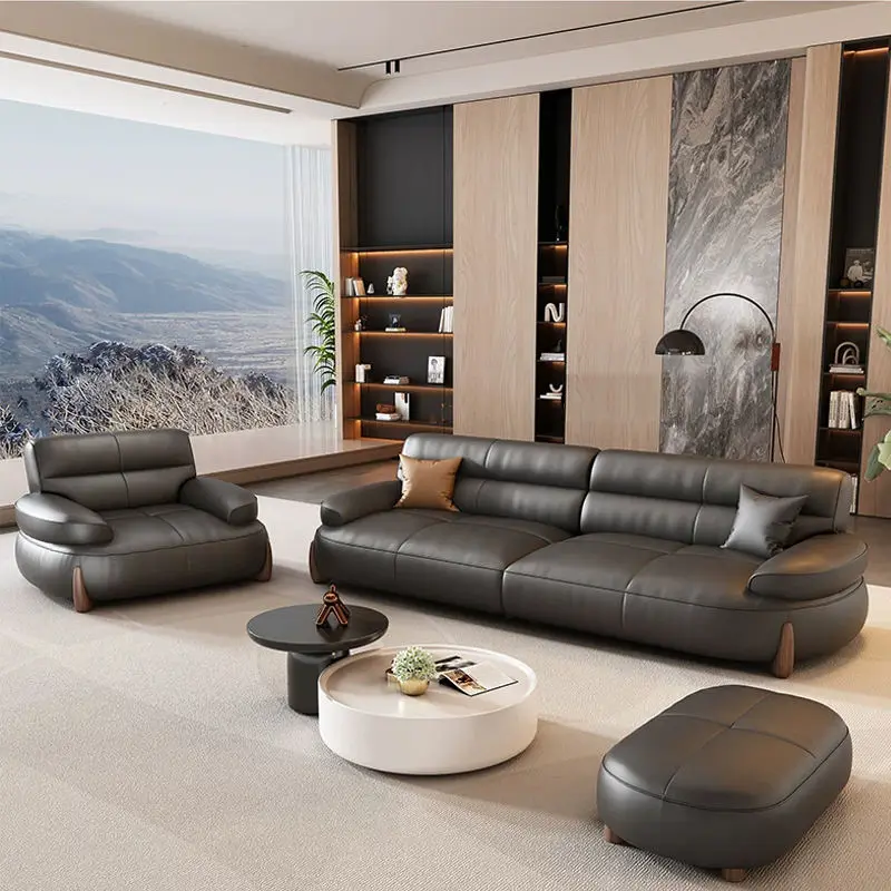 Black Sugar Cloud PU Leather Modern Square Sectional Sofa Set for Apartment and Office Use — image 2