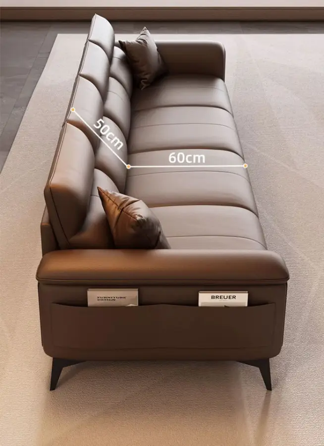 Modern PU Leather Square Sectional Sofa Set Adjustable Features Convenient Pocket Straight-line Layout for Living Room Sponge — image 4