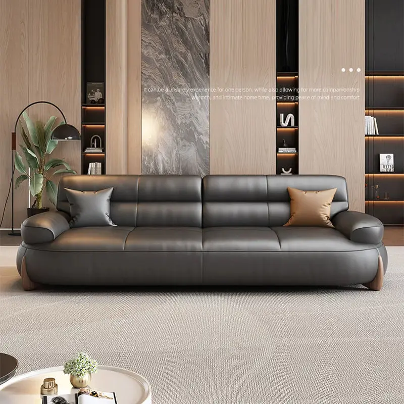 Black Sugar Cloud PU Leather Modern Square Sectional Sofa Set for Apartment and Office Use — image 3
