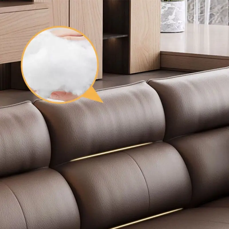 Modern PU Leather Square Sectional Sofa Set Adjustable Features Convenient Pocket Straight-line Layout for Living Room Sponge — image 5