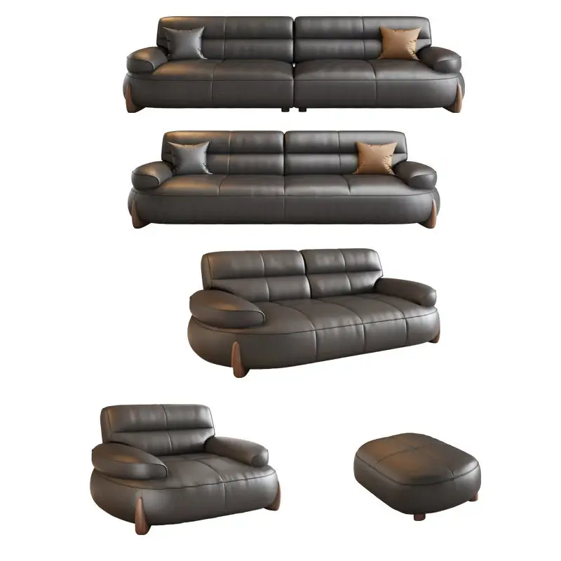 Black Sugar Cloud PU Leather Modern Square Sectional Sofa Set for Apartment and Office Use — image 6
