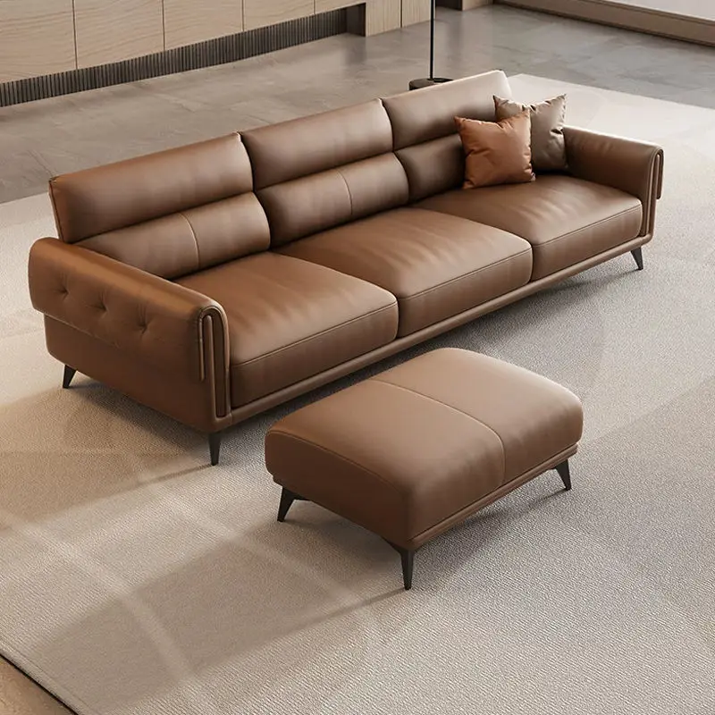 Modern Design Indoor Living Room and Bedroom Family PU Leather Sectional Office Sofa Set with High-Density Sponge — image 2