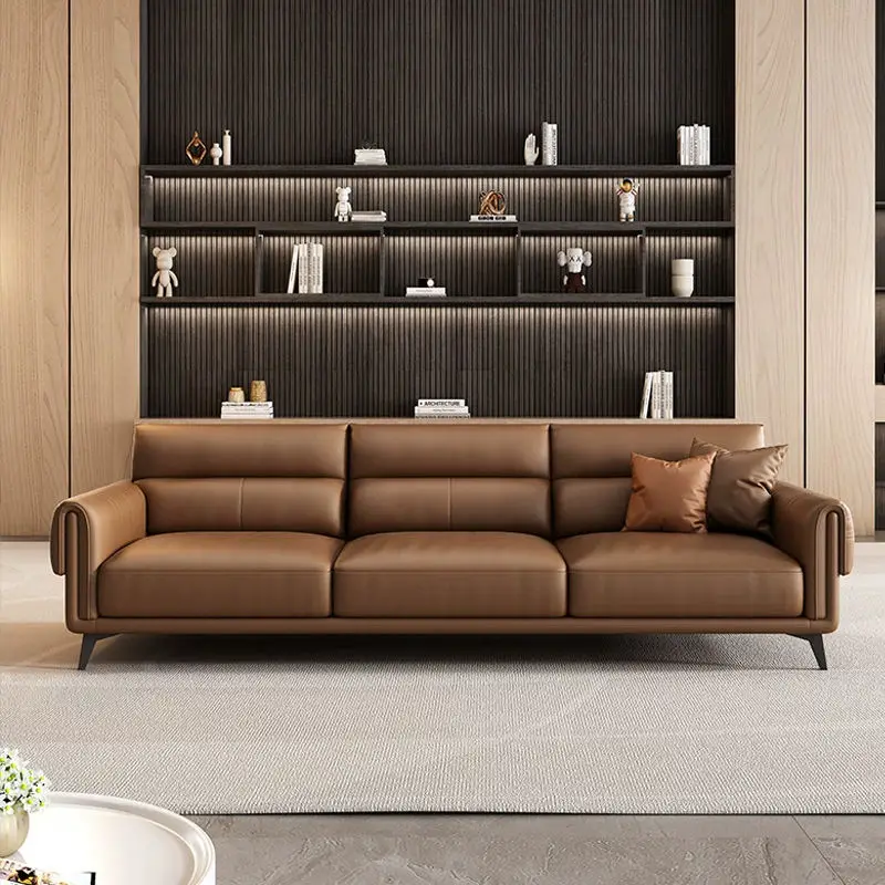 Modern Design Indoor Living Room and Bedroom Family PU Leather Sectional Office Sofa Set with High-Density Sponge — image 3