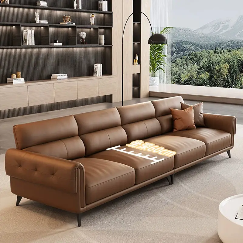Modern Design Indoor Living Room and Bedroom Family PU Leather Sectional Office Sofa Set with High-Density Sponge — image 4