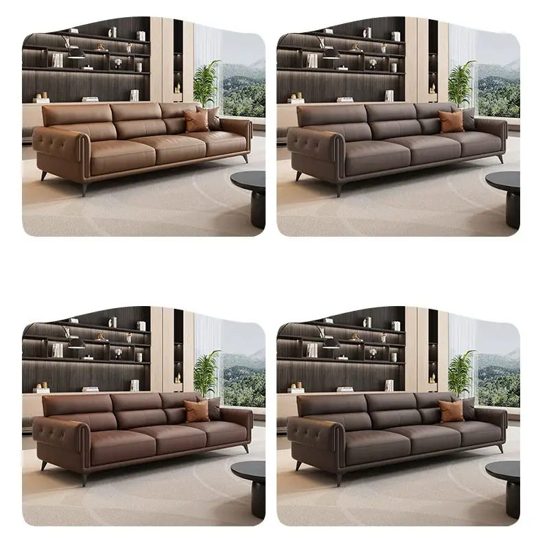 Modern Design Indoor Living Room and Bedroom Family PU Leather Sectional Office Sofa Set with High-Density Sponge — image 5