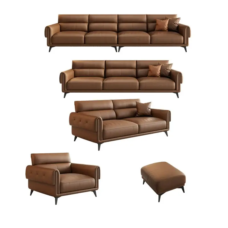 Modern Design Indoor Living Room and Bedroom Family PU Leather Sectional Office Sofa Set with High-Density Sponge — image 6