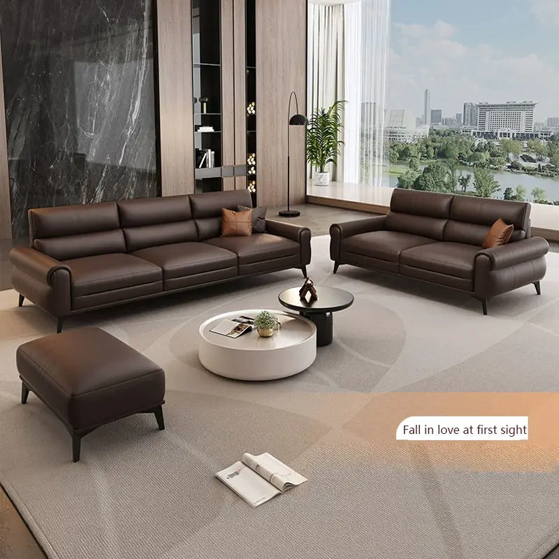 Modern Durable Eco-Friendly Sectional PU Leather Imported Office Sofa Set with High-Density Sponge for Living Room — view 1