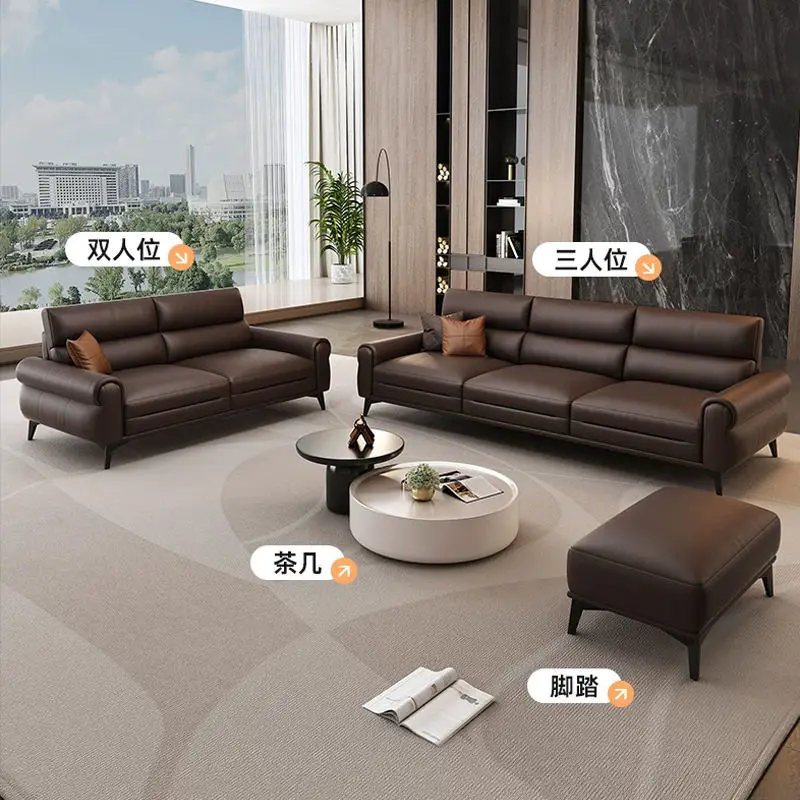 Modern Durable Eco-Friendly Sectional PU Leather Imported Office Sofa Set with High-Density Sponge for Living Room — view 4