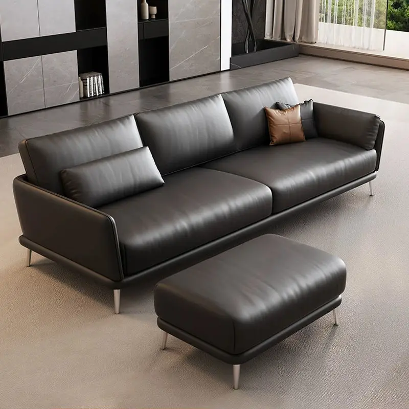 Modern PU Leather Sectional Office Sofa Set Wood Frame Living Room Bedroom Durable Eco-Friendly High-Density Sponge Chea — view 1