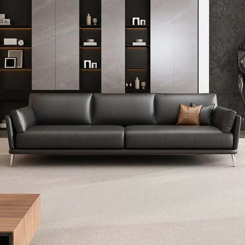Modern PU Leather Sectional Office Sofa Set Wood Frame Living Room Bedroom Durable Eco-Friendly High-Density Sponge Cheap — image 4