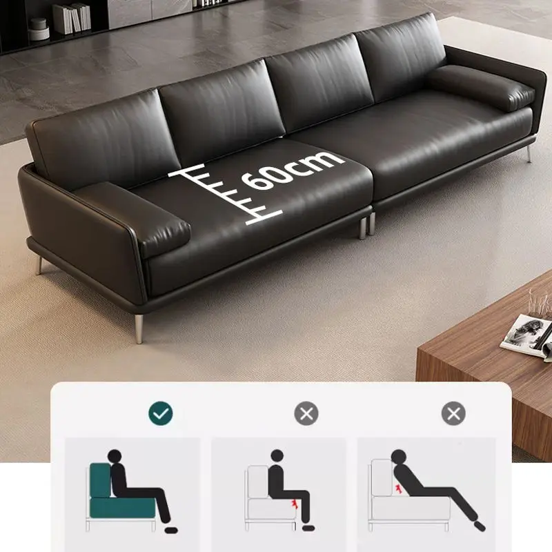Modern PU Leather Sectional Office Sofa Set Wood Frame Living Room Bedroom Durable Eco-Friendly High-Density Sponge Cheap — image 5