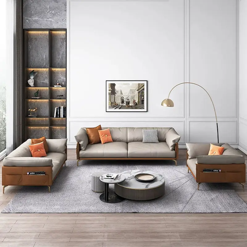 Simple Durable Eco-Friendly Modern Business Reception Meeting High-Density Sponge PU Leather Sectional Straight-flow Office Sofa — image 2