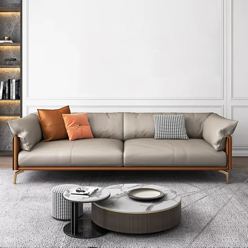 Simple Durable Eco-Friendly Modern Business Reception Meeting High-Density Sponge PU Leather Sectional Straight-flow Office Sofa — image 3