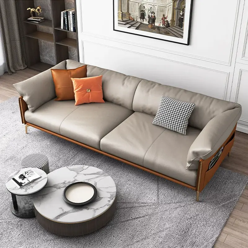 Simple Durable Eco-Friendly Modern Business Reception Meeting High-Density Sponge PU Leather Sectional Straight-flow Office Sofa — image 4