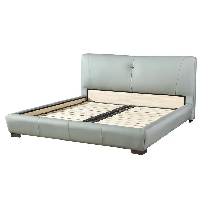 Modern Minimalist Pine Wood Frame Adjustable Eco-Friendly Durable Artificial Genuine Leather Edge-bound Full-sized Bedroom Bed — image 2