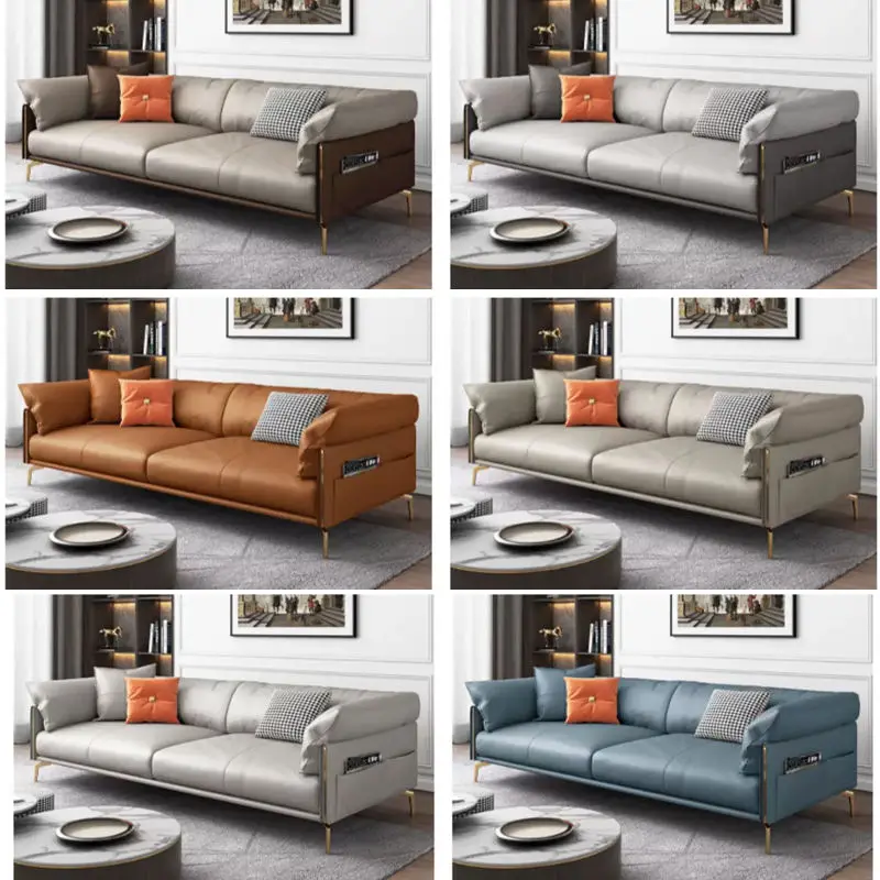 Simple Durable Eco-Friendly Modern Business Reception Meeting High-Density Sponge PU Leather Sectional Straight-flow Office Sofa — image 5