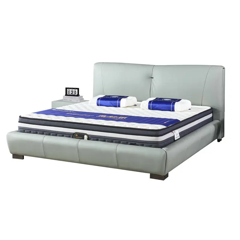Modern Minimalist Pine Wood Frame Adjustable Eco-Friendly Durable Artificial Genuine Leather Edge-bound Full-sized Bedroom Bed — image 6