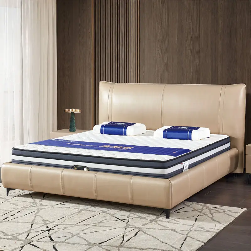 Best-selling Modern Bedroom Leather Full Upholstered Eco-Friendly Durable Soft Bed for Villas Hotels and Apartments — view 1