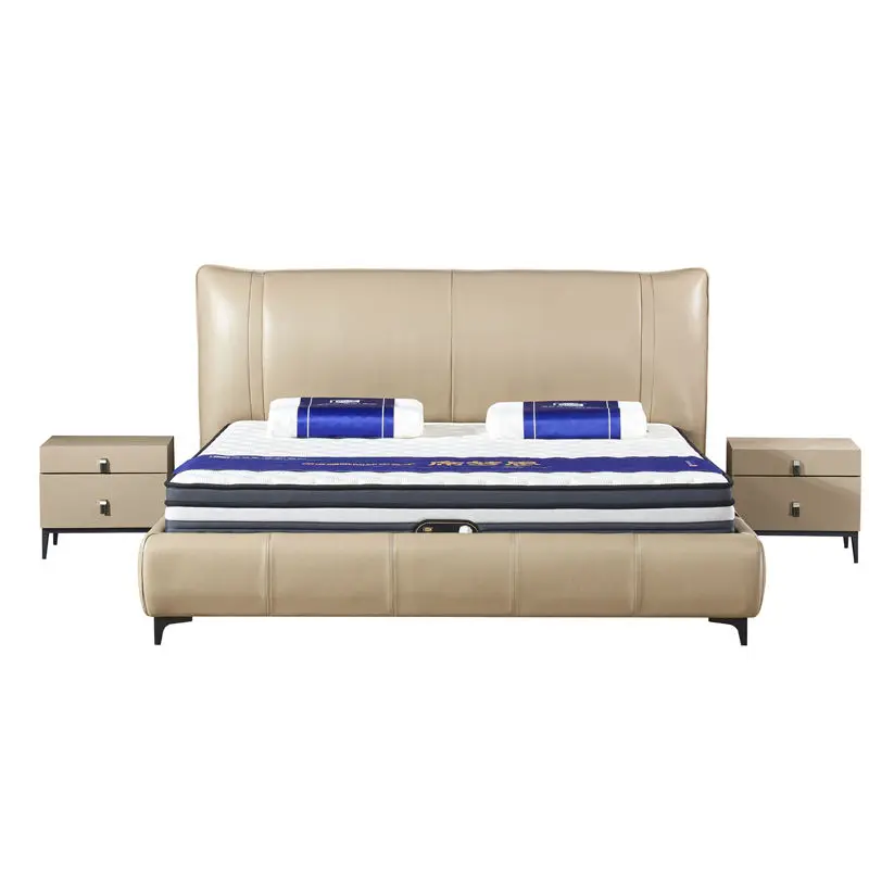 Best-selling Modern Bedroom Leather Full Upholstered Eco-Friendly Durable Soft Bed for Villas Hotels and Apartments — image 2