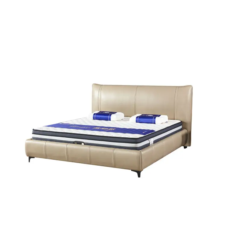 Best-selling Modern Bedroom Leather Full Upholstered Eco-Friendly Durable Soft Bed for Villas Hotels and Apartments — image 6