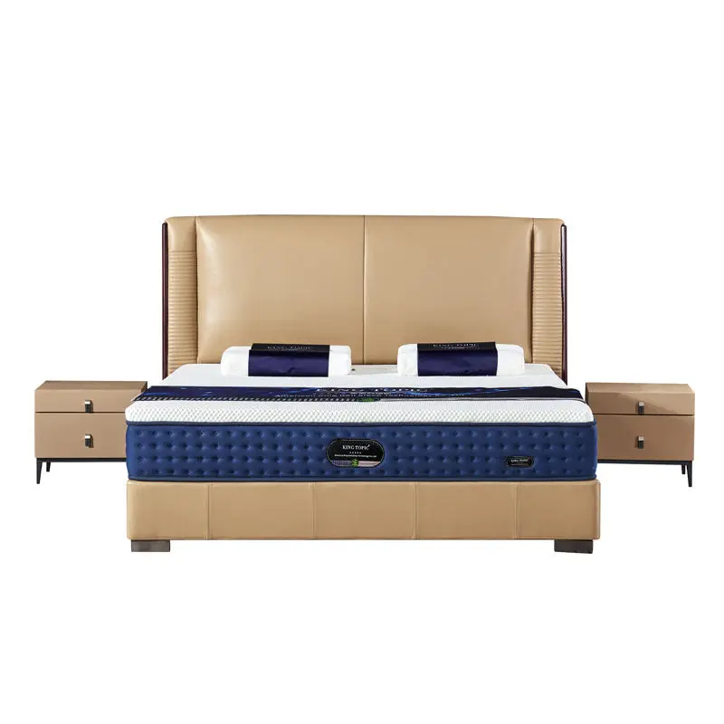 High-end Luxurious Bedroom Full-size Double Upholstered Eco-Friendly Leather Artificial Leather Wooden-frame Soft Bed — view 4
