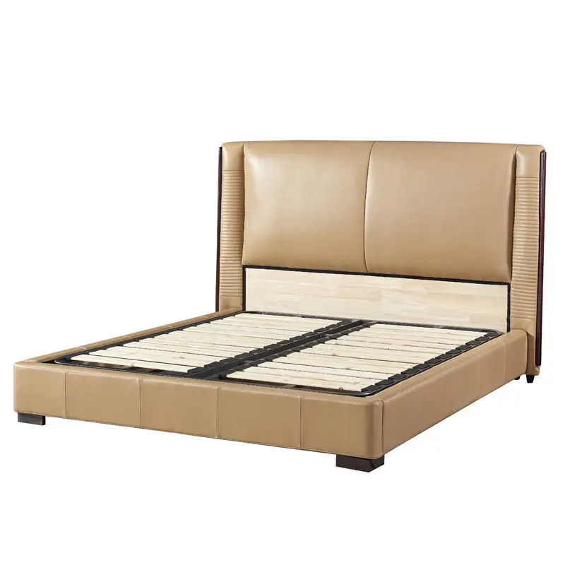 High-end Luxurious Bedroom Full-size Double Upholstered Eco-Friendly Leather Artificial Leather Wooden-frame Soft Bed — view 5