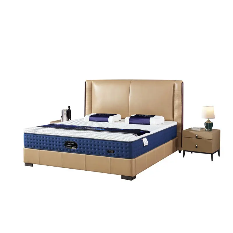High-end Luxurious Bedroom Full-size Double Upholstered Eco-Friendly Leather Artificial Leather Wooden-frame Soft Bed — view 6