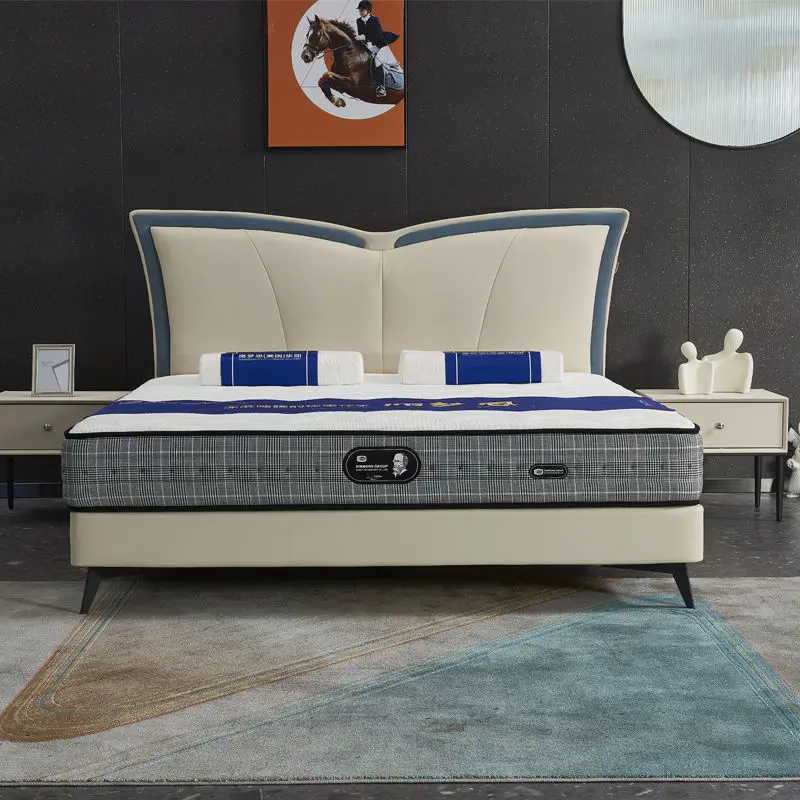 Best-selling Genuine Leather Full Size Hotel Bedroom Modern Eco-Friendly Durable Lightweight Soft Bed — image 3