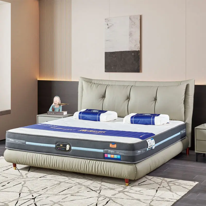 Black High-legged Minimalist Eco-friendly Soft-back Bag Comfortable Artificial Leather Soft Mattress Bed Pine Wood Frame — view 1