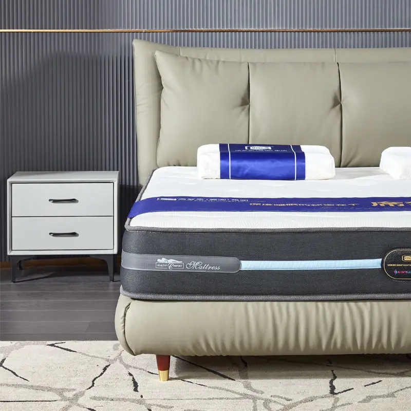 Black High-legged Minimalist Eco-friendly Soft-back Bag Comfortable Artificial Leather Soft Mattress Bed Pine Wood Frame — image 2