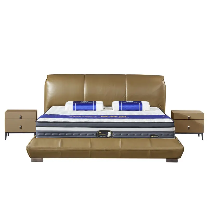 Luxurious Full Size Soft Bed Genuine Leather Upholstery Pine Wood Frame Eco-Friendly Durable Design Foldable 2-Year Warranty — image 5