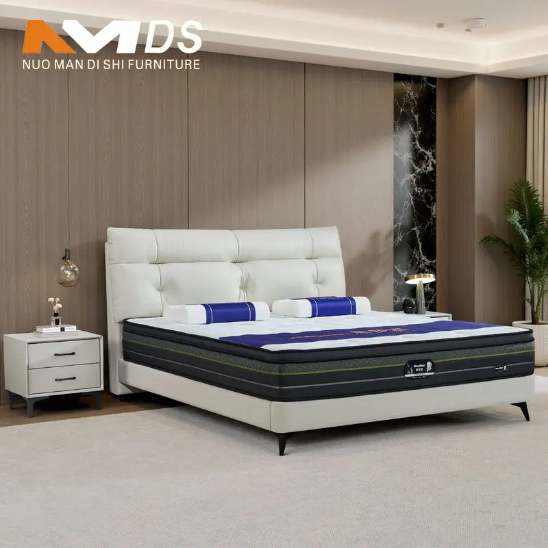 Modern Eco-Friendly Soft Bed High-Density Genuine Leather Upholstery Full Size Foldable Bedroom Furniture for Home Inter — view 1
