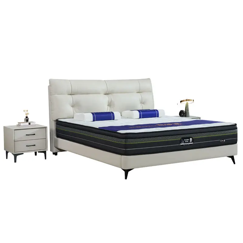 Modern Eco-Friendly Soft Bed High-Density Genuine Leather Upholstery Full Size Foldable Bedroom Furniture for Home Interiors — image 5