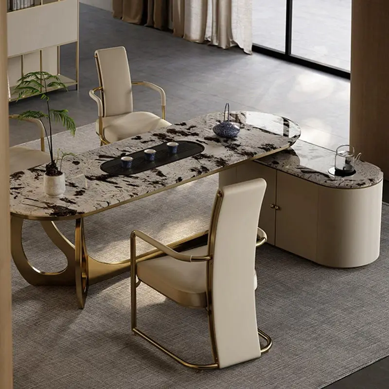 High-End Custom Natural Marble Modern Design Office Desk Large Flat Extendable Feature New Luxury Commercial Use Stone F — view 1