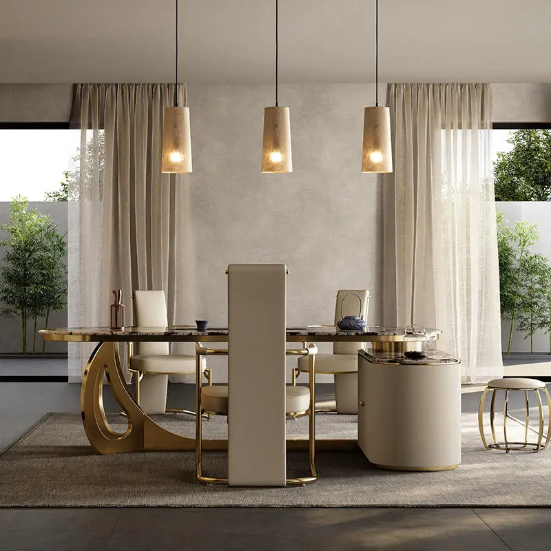 High-End Custom Natural Marble Modern Design Office Desk Large Flat Extendable Feature New Luxury Commercial Use Stone Furniture — image 3