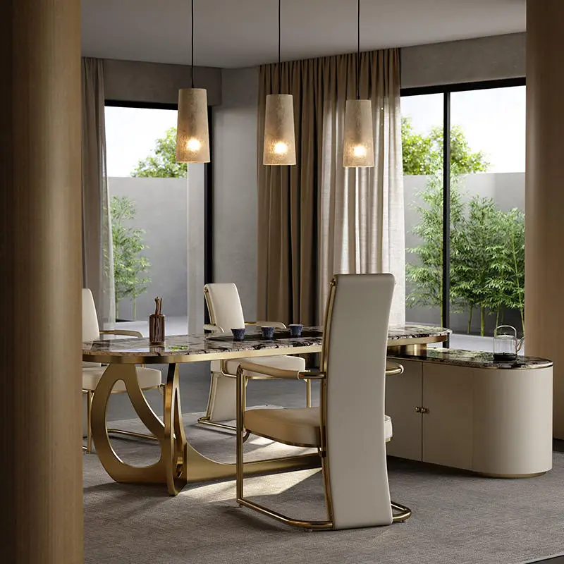 High-End Custom Natural Marble Modern Design Office Desk Large Flat Extendable Feature New Luxury Commercial Use Stone Furniture — image 4