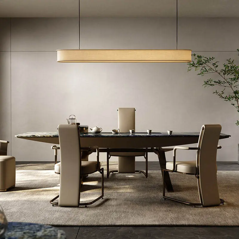 Natural Light Luxury Stainless Steel Dining Table Storage Space Customizable Cloisonne Stone Surface for Home Office Living Room — image 3