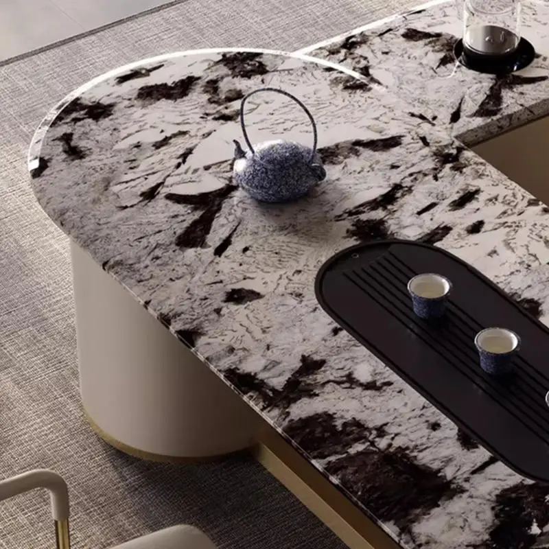 High-End Custom Natural Marble Modern Design Office Desk Large Flat Extendable Feature New Luxury Commercial Use Stone Furniture — image 6