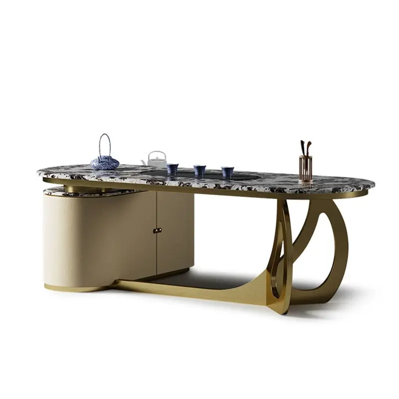High-End Custom Natural Marble Modern Design Office Desk Large Flat Extendable Feature New Luxury Commercial Use Stone Furniture — image 7