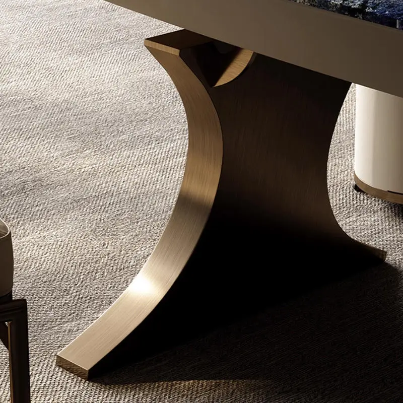 Natural Light Luxury Stainless Steel Dining Table Storage Space Customizable Cloisonne Stone Surface for Home Office Living Room — image 6