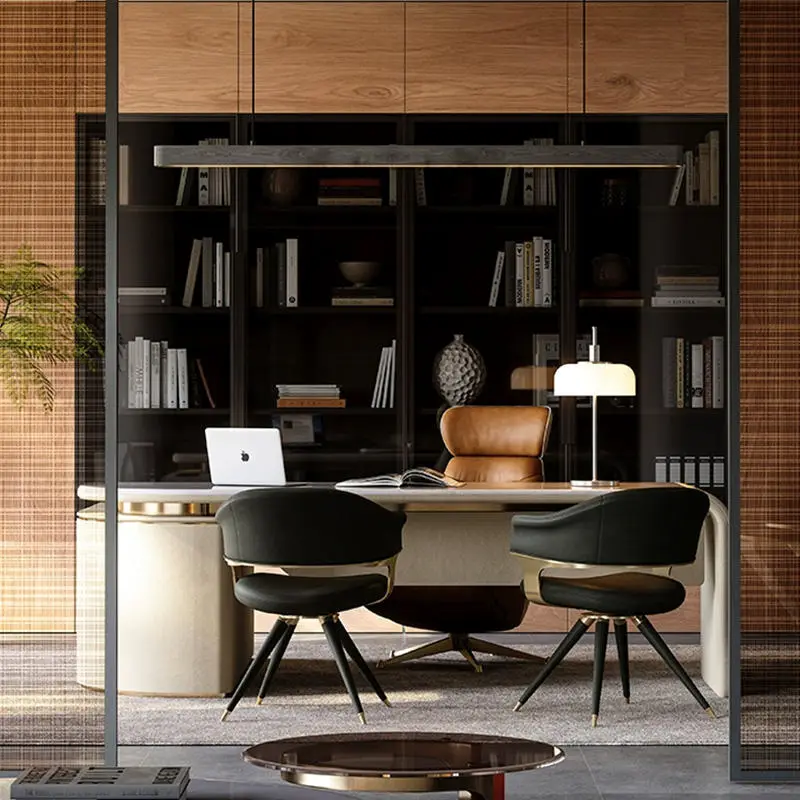 Italian Style Modern Steel and Wooden Office Desk with Natural Marble for Office Building or Home Use — image 3