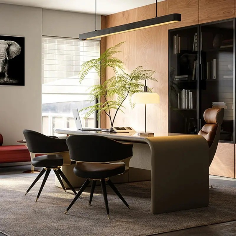 Italian Style Modern Steel and Wooden Office Desk with Natural Marble for Office Building or Home Use — image 4