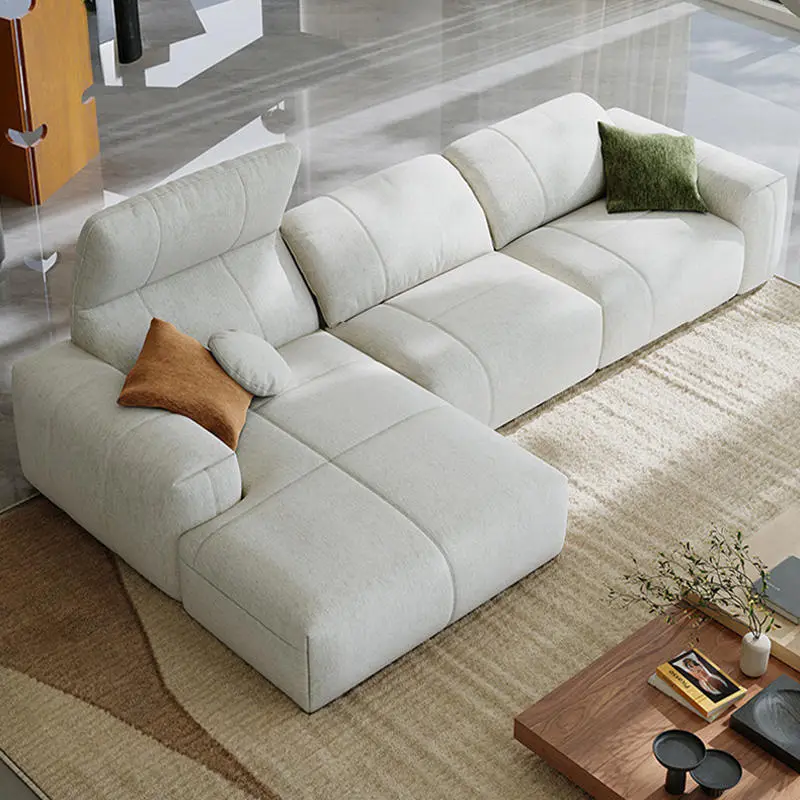 New Style Chenille Velvet Cover Removable Washable Cat-Proof L-shaped Sponge-Filled Sofa Living Room Chaise Lounge Set — image 4