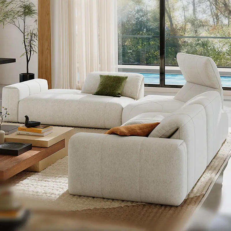 New Style Chenille Velvet Cover Removable Washable Cat-Proof L-shaped Sponge-Filled Sofa Living Room Chaise Lounge Set — image 5