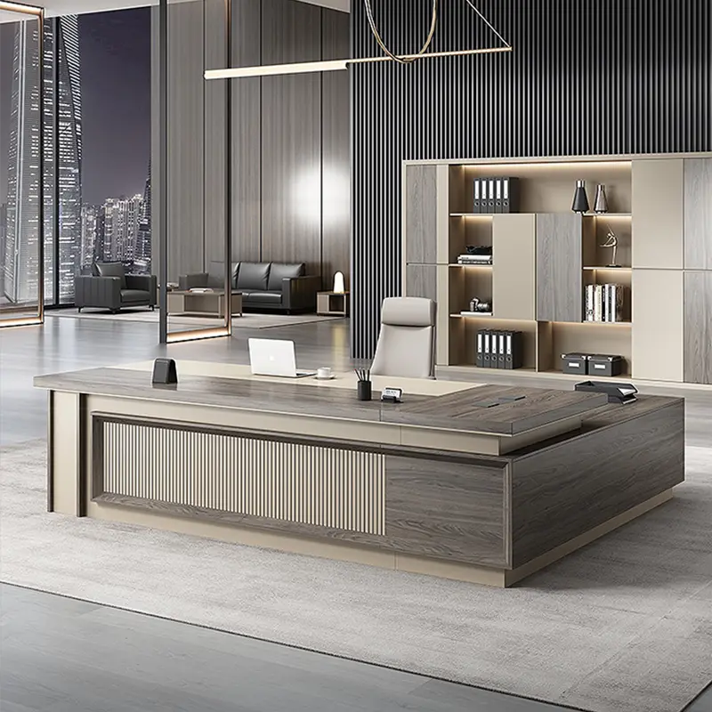 High End Luxury L Shape Ceo Boss Table MDF Wooden Executive Large Office Table Office Furniture Desk Table Office Desk M — view 1