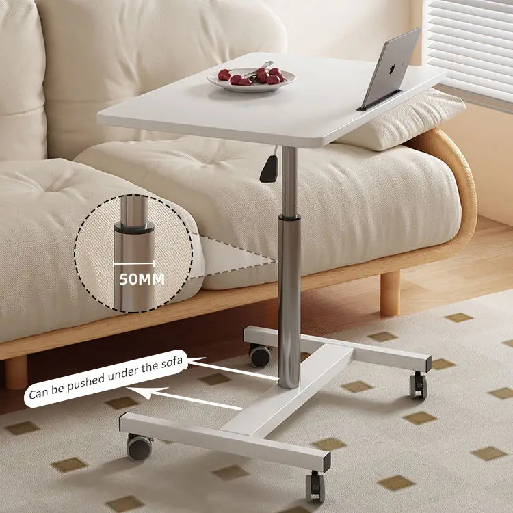 Hydraulic Lazy Computer Table Simple Mobile Office Writing Study Wooden Lifting Table Rotatable Desktop Small Size for H — view 1